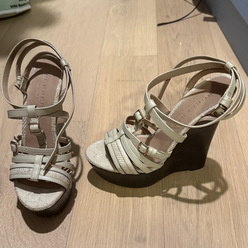 Burberry Prorsum Espadrille Strappy Sandal Pump Wedge Shoes - Size 36